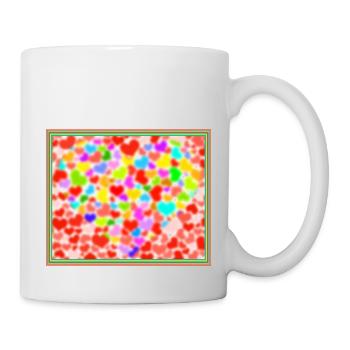 Bunte Herzen - Tasse - Weiß - Rechts