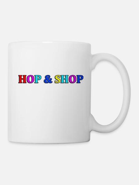 Hüpfen und Einkaufen - Tasse - Weiß