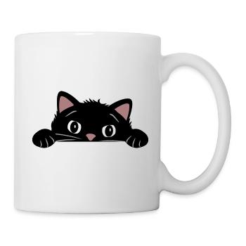 Peeping funny black cat - Mug - white - Right