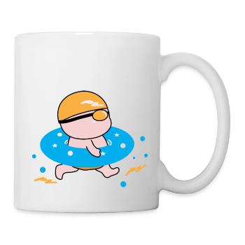 Glücklicher Junge genießt das Schwimmen - Tasse - Weiß - Rechts