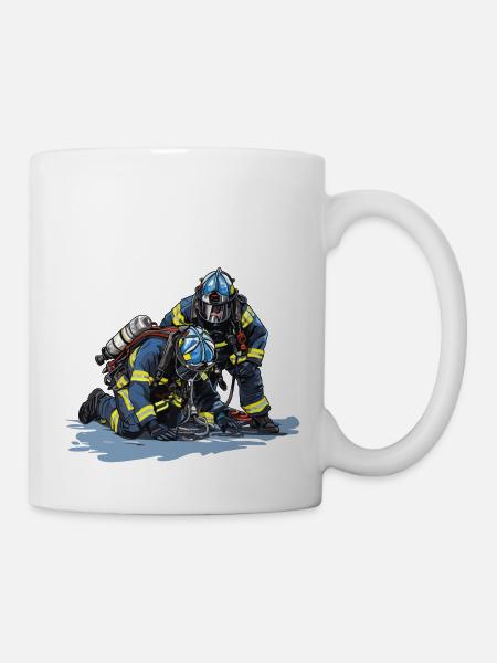 Feuerwehrmann in Aktion - Helden - Tasse - Weiß
