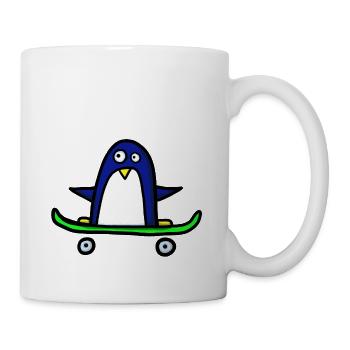 Pinguin fährt Skateboard - Tasse - Weiß - Rechts