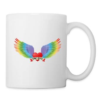 One Love Herz mit Rainbow-Engelsflügeln - Tasse - Weiß - Rechts