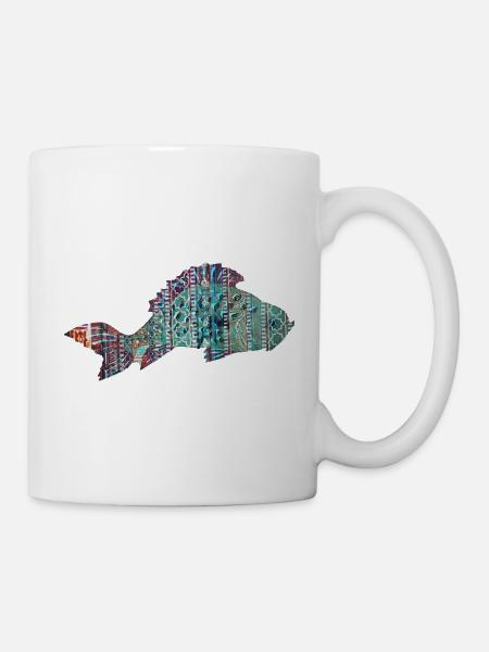 Karpfen, Fisch, Mosaik, Muster - Tasse - Weiß