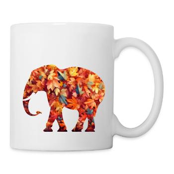 Elefant im Herbstlaub - Tasse - Weiß - Rechts
