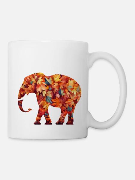 Elefant im Herbstlaub - Tasse - Weiß