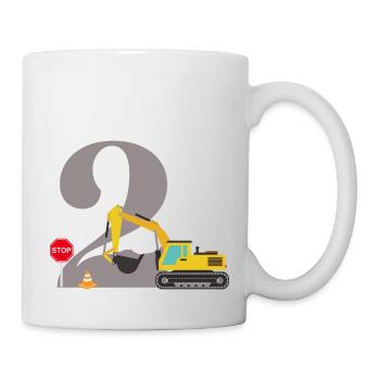 Bagger zum 2. Jubiläum - Tasse - Weiß - Rechts