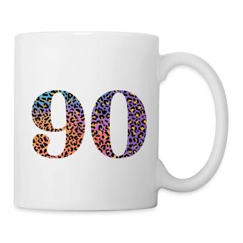 90. Geburtstag Leopard - Tasse - Weiß - Rechts