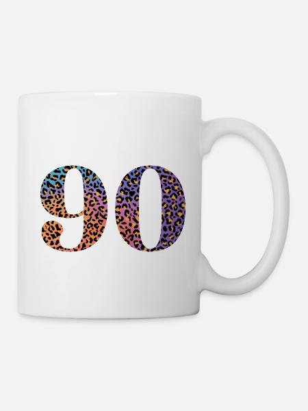 90. Geburtstag Leopard - Tasse - Weiß
