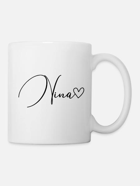 Nina Nom de famille Prénom Fille - Mug blanc - blanc