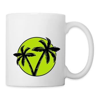 palme silhouette kreis 1 - Tasse - Weiß - Rechts