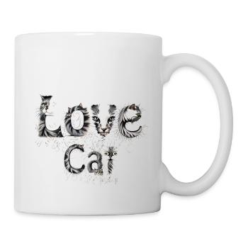 Fluffy Love Cat lettering with cat face - Mug - white - Right