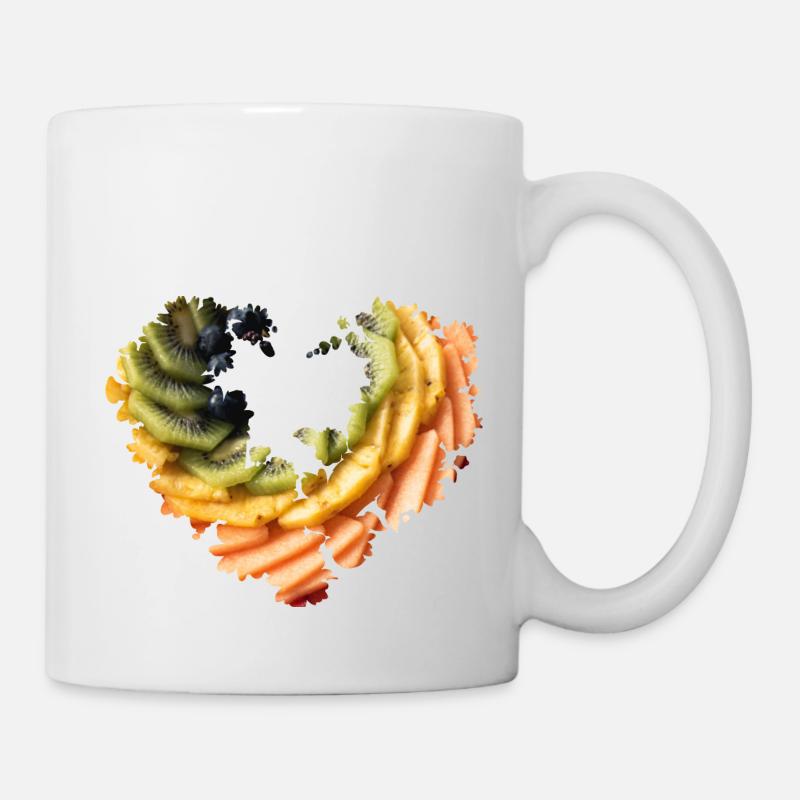Blumenherz,Früchte, Kuchen, Torte - Tasse - Weiß