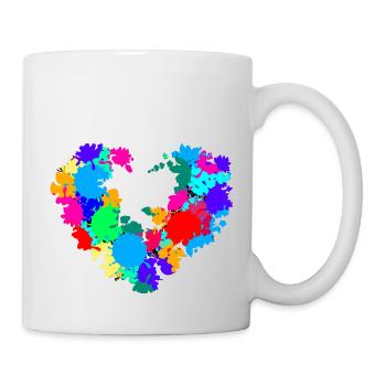 Blumenherz, bunt, farben, Graffiti, splash - Tasse - Weiß - Rechts