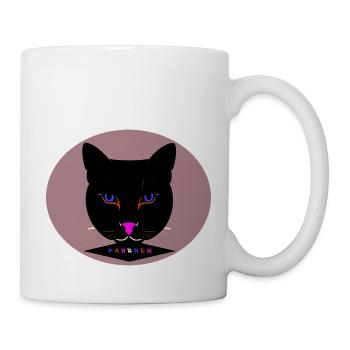 Farbige Rund Darstellung eines schwarzen Panters - Tasse - Weiß - Rechts
