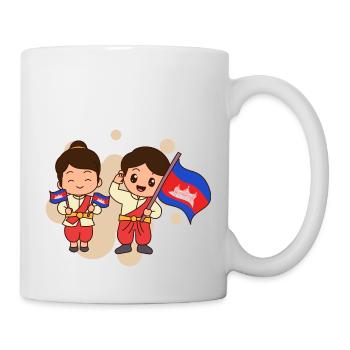 Temple du Cambodge Khmer Vintage drapeau je cadeau - Mug blanc - blanc - Droite