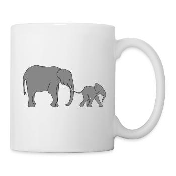 Elefanten Mutter und Kind Baby Elefant - Tasse - Weiß - Rechts