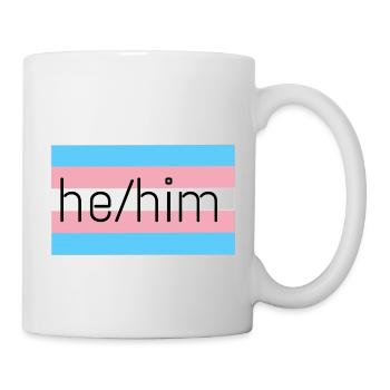 trans flag he/him pronouns - Mug - white - Right