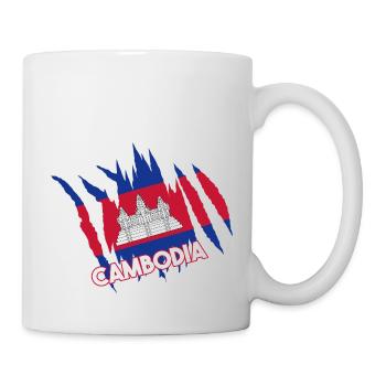 Temple du Cambodge Khmer Vintage drapeau je cadeau - Mug blanc - blanc - Droite