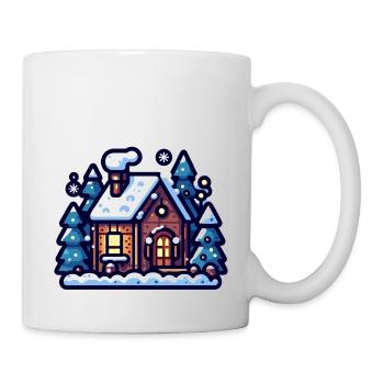 Cozy Winter Cabin: Festive Holiday Illustration - Mug - white - Right