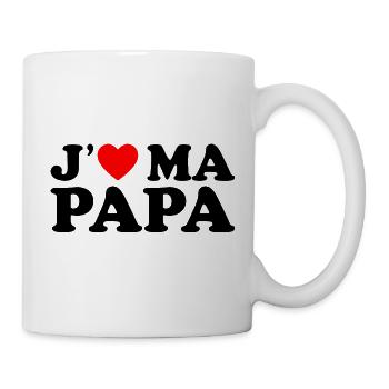 J'aime Mon Papa Cadeau Fête des Pères Coeur Rouge - Mug blanc - blanc - Droite