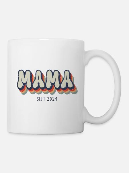 Mama seit 2024 Retro Vintage, Geschenk zum Baby - Tasse - Weiß