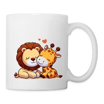 Cuddling Lion And Giraffe In Love - Mug - white - Right