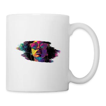 Frau Sonnenbrille Kunst Mode Modern Trend Bunt - Tasse - Weiß - Rechts