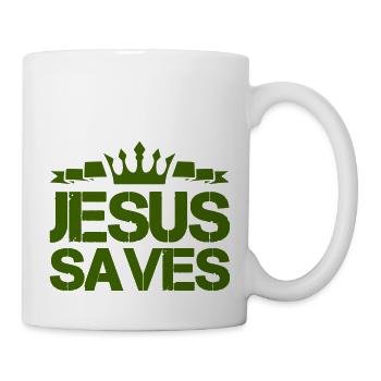 jesus saves - Tasse - Weiß - Rechts