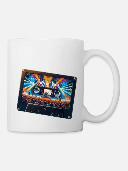 Vintage cassette with concert depiction - Mug - white