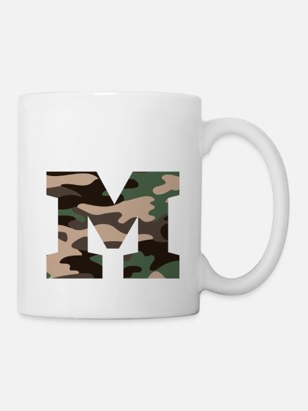 Buchstabe M Militärtarnung - Geschenkidee - Tasse - Weiß