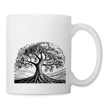 Bonsai forest tree black white - Mug - white - Right