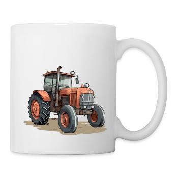 Orange Traktor - Tasse - Weiß - Rechts