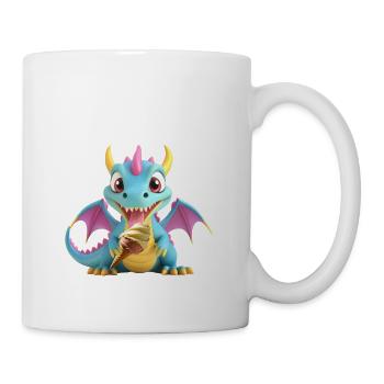 Drachen Monster mit langer Zunge und mit Eis - Tasse - Weiß - Rechts