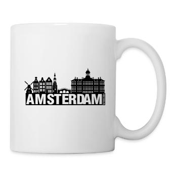 La ligne d’horizon de la ville d’Amsterdam néerlandais - Mug blanc - blanc - Droite