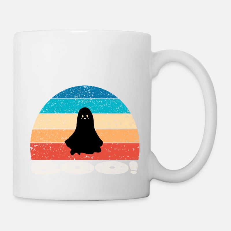 Rétro vintage coucher de soleil Halloween fantôme - Mug blanc - blanc