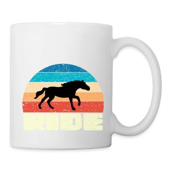 Coucher de soleil vintage avec cheval noir - Mug blanc - blanc - Droite