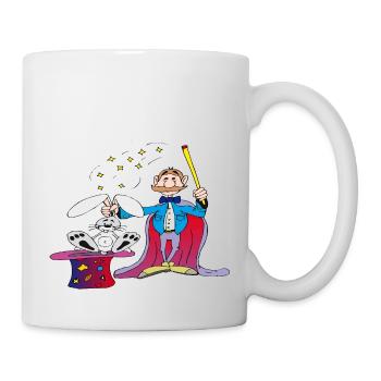 Der Zauberer zieht das Kaninchen aus dem Hut - Tasse - Weiß - Rechts