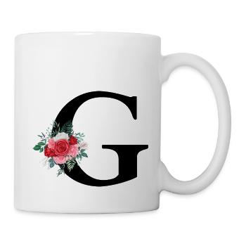 Lettre g floral rouge - Mug blanc - blanc - Droite