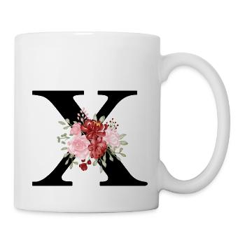 Roter floraler x-Buchstabe - Tasse - Weiß - Rechts
