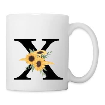 Buchstabe x blumige Sonnenblume - Tasse - Weiß - Rechts