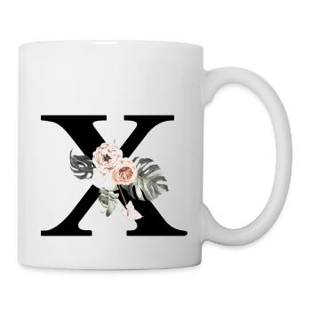 Tropischer floraler x-Buchstabe - Tasse - Weiß - Rechts