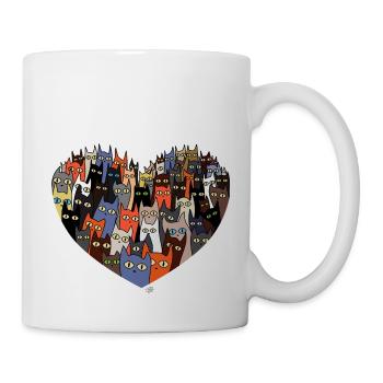 Heart design with cute cats - Mug - white - Right