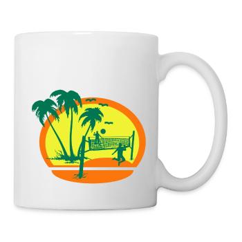 Sunset Beach Volleyball - Tasse - Weiß - Rechts