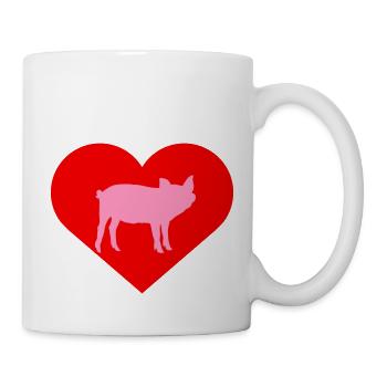 I Love Schweine Herz Schweinchen Silhouette Liebe - Tasse - Weiß - Rechts