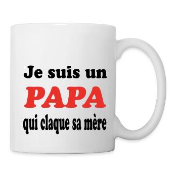 ICH BIN EIN VATER, DER SEINE MUTTER VERPRÜGELT - Tasse - Weiß - Rechts