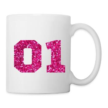 Nummer 1 Pink Glitter - 1. Jahrestag - Tasse - Weiß - Rechts
