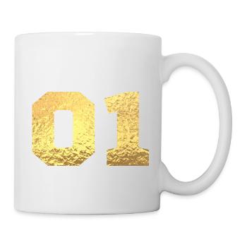 Number 1 Gold Glitter -1st Anniversary - Mug - white - Right
