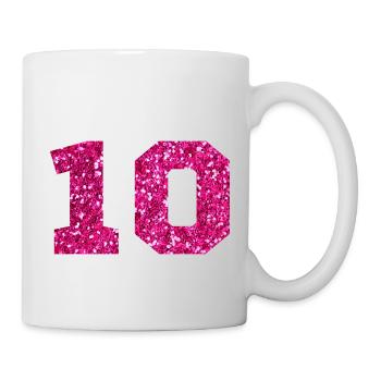 Numéro 10 paillettes rose - 10e anniversaire - Mug blanc - blanc - Droite