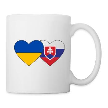 Ukraine Slovakia Flag Heart - Mug - white - Right